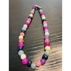 Colorful Beaded Anklet With Silver Tone Lobster Clasp
